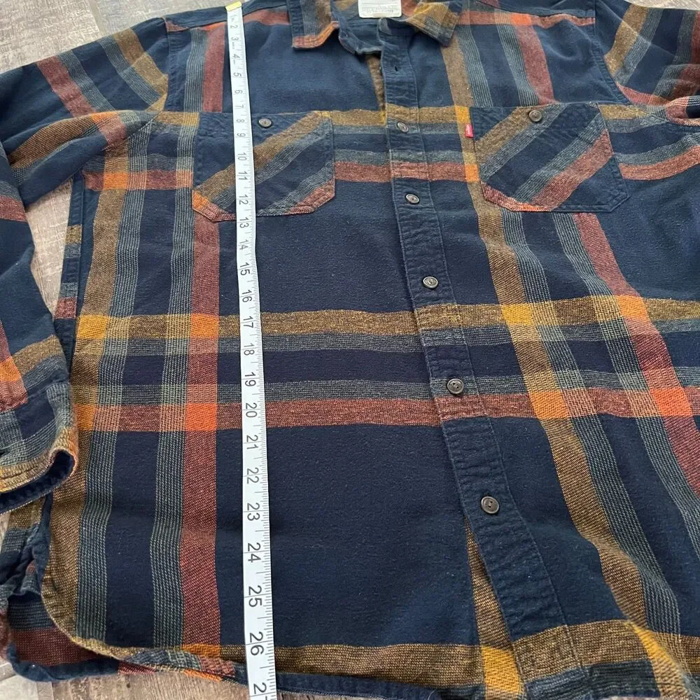 Levi's Button Down Shirt 100% Cotton Navy Cotton Mens Large